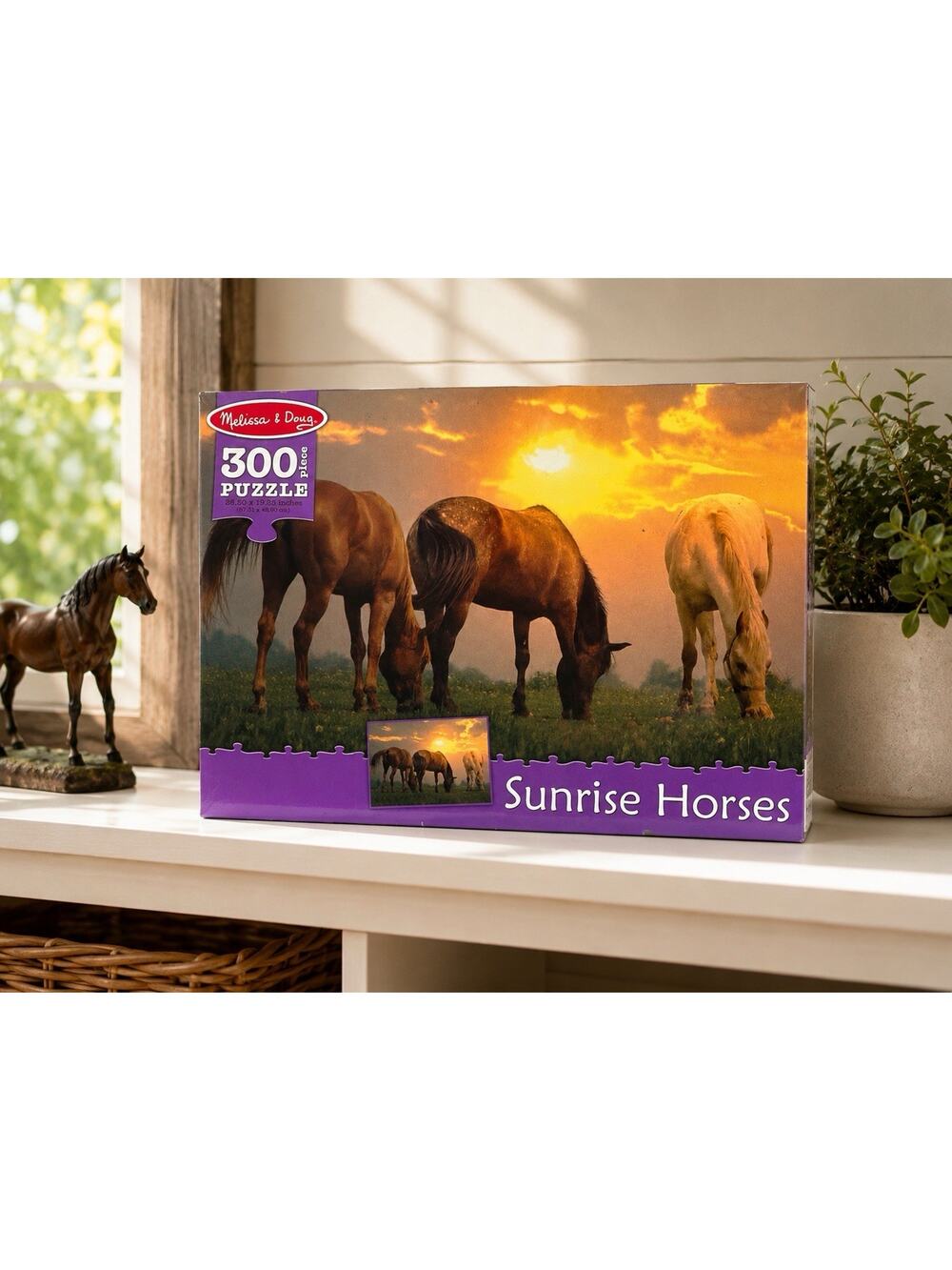 Melissa & Doug Sunrise Horses 300 Piece Jigsaw Puzzle Complete 26.5x19.25